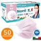 Sicura Protection 50 Mascherine Chirurgiche Monouso Filtranti Tipo II R in TNT Rosa