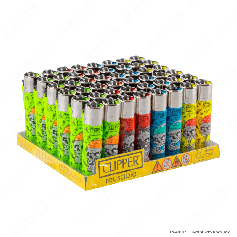 Clipper Large Fantasia Danger Skulls 1 - Box da 48 Accendini