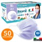 Sicura Protection 50 Mascherine Chirurgiche Monouso Filtranti Tipo II R in TNT Lilla [TERMINATO]