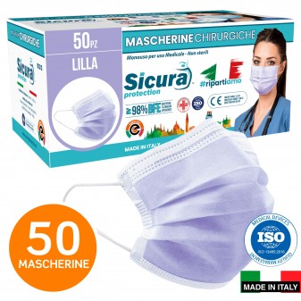 Sicura Protection 50 Mascherine Chirurgiche Monouso Filtranti Tipo II
