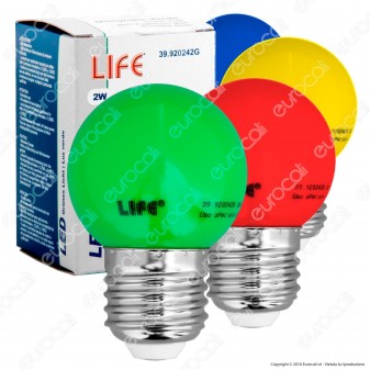 Life Lampadina LED E27 2W MiniGlobo G45 Colorata - mod