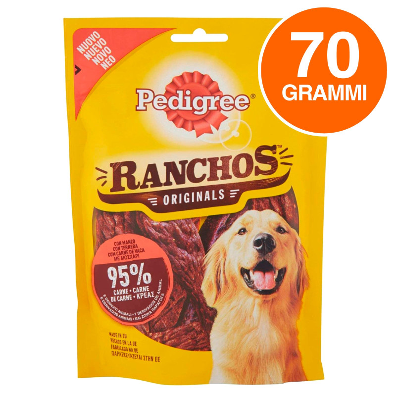 Pedigree Ranchos Originals Snack per Cani con 95% di Carne al Gusto