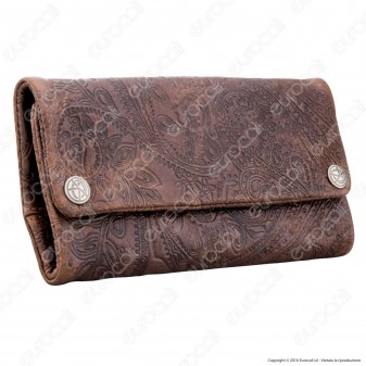 Original Kavatza Tobacco Pouch Ethnic TP12 Portatabacco in Vera Pelle