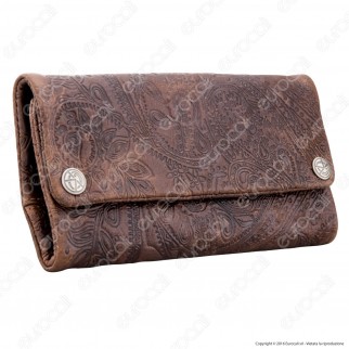 Original Kavatza Tobacco Pouch Ethnic TP12 Portatabacco in Vera Pelle