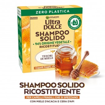 Garnier Ultra Dolce Shampoo Solido Tesori di Miele - Saponetta da 60g
