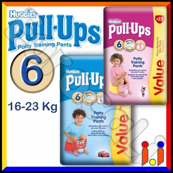 Huggies PullUps Pannolini Taglia 6 (16-23 kg) Box da 22 Mutandine Huggies PullUps Pannolini Taglia 6 (16-23 kg) Box da 22 Mutandine