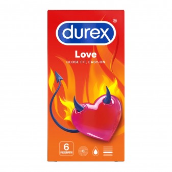 Preservativi Durex Love con Forma Easy-On - Confezione da 6 Profilattici