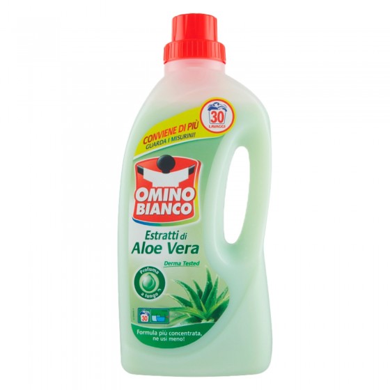 Omino Bianco Estratti di Aloe Vera Detersivo Liquido - Flacone da 1,5 Omino Bianco Estratti di Aloe Vera Detersivo Liquido - Flacone da 1,5