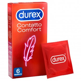 Preservativi Durex Contatto Comfort Sottili con Forma Easy-On - Confezione da 6 Profilattici