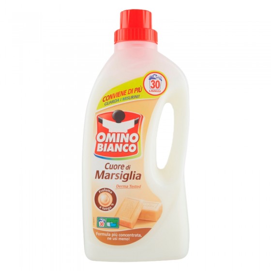 Omino Bianco Cuore di Marsiglia Detersivo Liquido - Flacone da 1,5 Omino Bianco Cuore di Marsiglia Detersivo Liquido - Flacone da 1,5