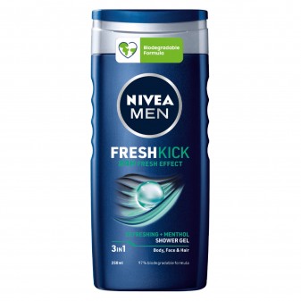 Nivea Men Gel Doccia Shampoo Fresh Kick Rinfrescante al Mentolo -