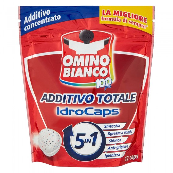 Omino Bianco 100 Più Additivo Totale Idrocaps 5in1 - Confezione da 12 Capsule