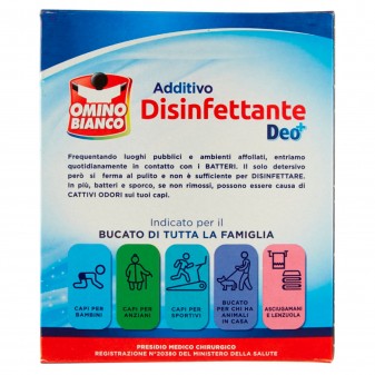 Omino Bianco Additivo Disinfettante in Polvere con Tecnologia DEO+