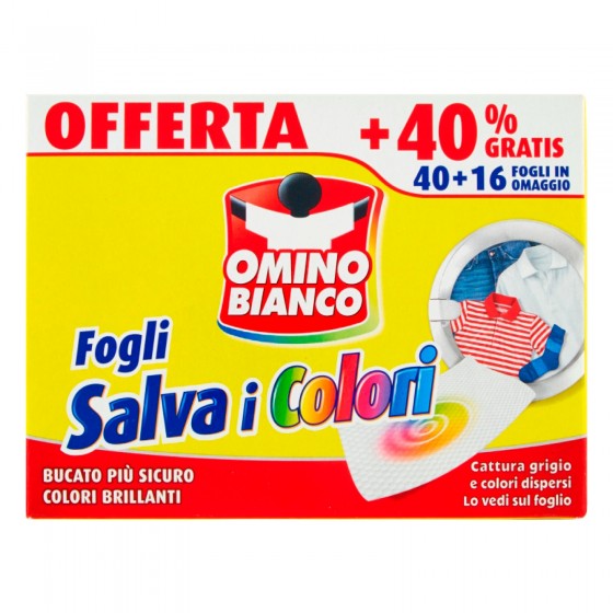 Omino Bianco Fogli Salva i Colori - Confezione da 56 Pezzi Omino Bianco Fogli Salva i Colori - Confezione da 56 Pezzi
