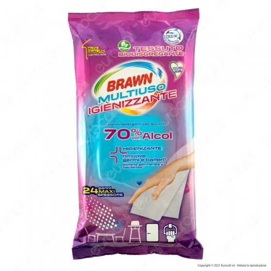 Brawn Multiuso Igienizzante Panni Detergenti per Superfici 70% Alcol Brawn Multiuso Igienizzante Panni Detergenti per Superfici 70% Alcol