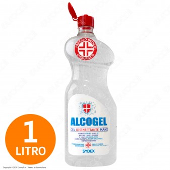 Gel Alcolico Disinfettante Mani Professionale Igienizzante Efficace Contro Germi Batteri e Virus - Flacone da 1 Litro