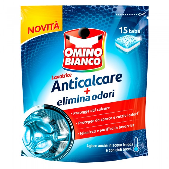 Additivo Lavatrice Anticalcare Elimina Odori 15 Tabs Omino Bianco