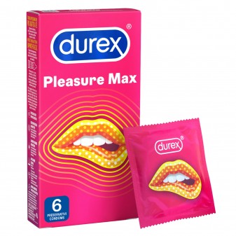 Preservativi Durex Pleasure Max con Forma Easy-On e Rilievi Stimolanti - Confezione da 6 Profilattici