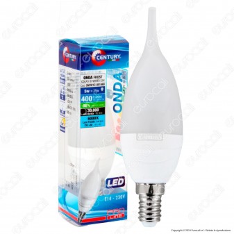 Century Onda Frost Lampadina LED E14 5W Candela Colpo di Vento - mod.