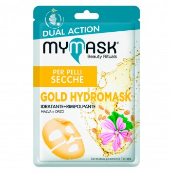 MyMask Gold Hydromask Maschera in Tessuto Idratante e Rimpolpante - Confezione da 1 maschera monouso
