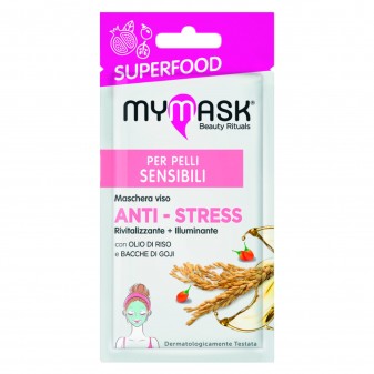 MyMask Superfood Anti-Stress Maschera Illuminante e Rivitalizzante - Confezione da 1 maschera monouso