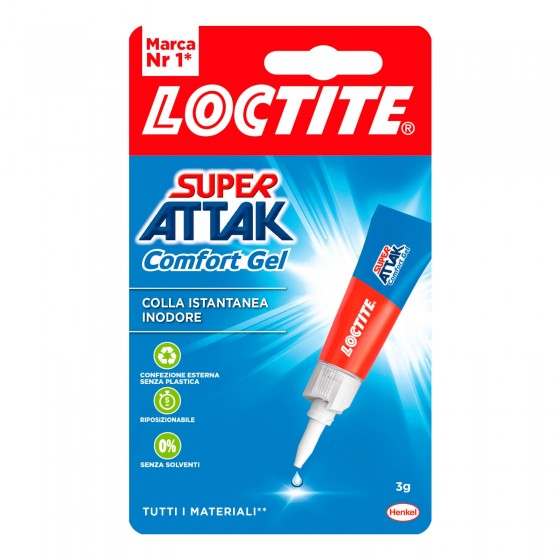 Loctite Super Attak Comfort Gel Colla Instantanea Inodore - Flacone Loctite Super Attak Comfort Gel Colla Instantanea Inodore - Flacone