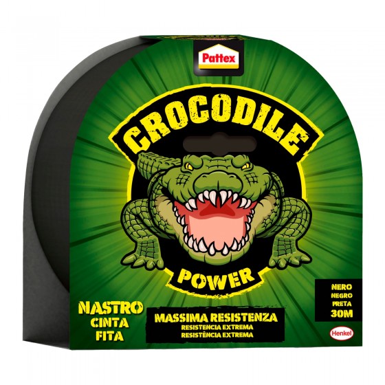 Pattex Crocodile Power Nastro Adesivo Nero Massima Resistenza - Rotolo da 30 Metri