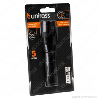Uniross Torcia LED COB 10W in Alluminio IP44 a Batteria 5 Modalità di