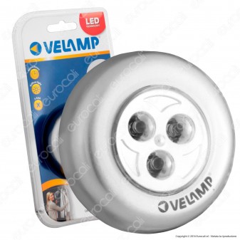 Velamp IL12 Mini Push Light 3 LED a Batteria con Accensione a