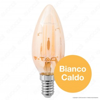 V-Tac VT-1982 Lampadina LED E14 4W Candela Filamento in Vetro Ambrato