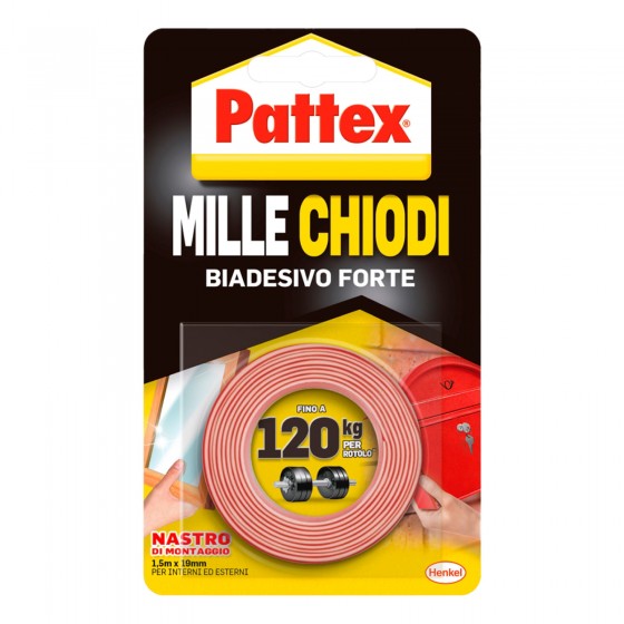 Pattex Mille Chiodi Biadesivo Forte Nastro di Montaggio - Rotolo da 1,5 Metri Pattex Mille Chiodi Biadesivo Forte Nastro di Montaggio - Rotolo da 1,5 Metri