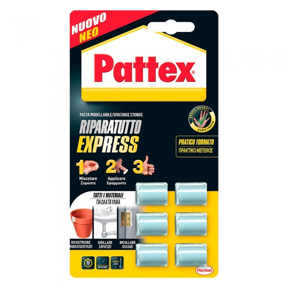 Pattex Riparatutto Express Pasta Modellabile - Confezione da 6 Pattex Riparatutto Express Pasta Modellabile - Confezione da 6
