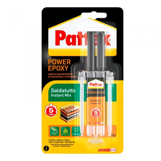 Pattex Saldatutto Instant Mix Adesivo Epossidico Bicomponente - Flacone da 12g Pattex Saldatutto Instant Mix Adesivo Epossidico Bicomponente - Flacone da 12g