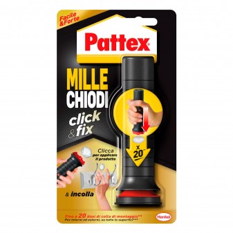 Pattex Mille Chiodi Click E Fix Colla di Montaggio con Applicatore Pre-Dosato - Flacone da 20 Applicazioni