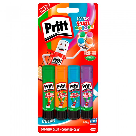 Pritt Stick Fun Colors Colla Colorata - 4 Stick da 10g