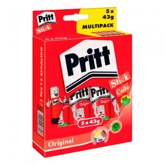 Pritt Original Stick Colla Trasparente - Confezione da 5 Flaconi da 43g