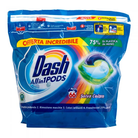 Dash Pods All in One Detersivo in Capsule per Lavatrice Salva Colore Dash Pods All in One Detersivo in Capsule per Lavatrice Salva Colore