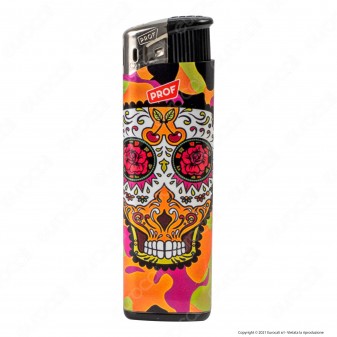 Prof Electronic Color Skull Accendino Maxi Elettronico Ricaricabile -