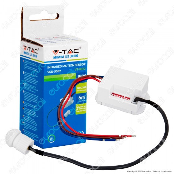 V-Tac VT-8022 Sensore di Movimento a Infrarossi per Lampadine - SKU V-Tac VT-8022 Sensore di Movimento a Infrarossi per Lampadine - SKU