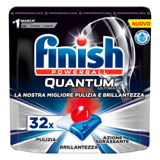 Finish Powerball Quantum Ultimate per Lavastoviglie - 32 Pastiglie