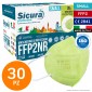 Sicura Protection 30 Mascherine Small Colore Verde Mela Elastici Bianchi Monouso Protezione Certificato FFP2 NR