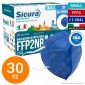 Sicura Protection 30 Mascherine Small Colore Blu Cobalto Elastici Bianchi Monouso Protezione Certificato FFP2 NR