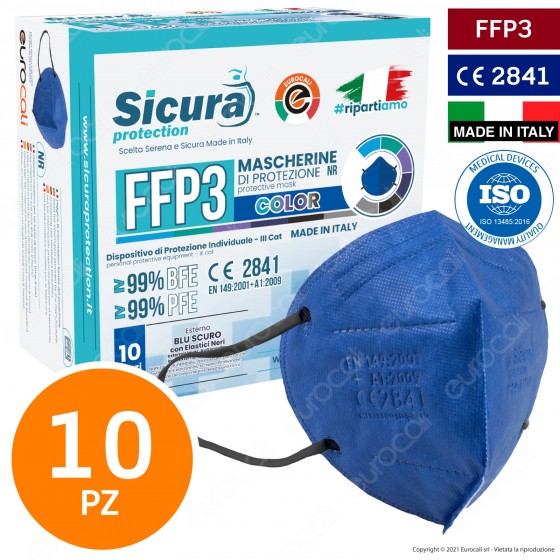 Sicura Protection 10 Mascherine Protettive Colore Blu Cobalto Sicura Protection 10 Mascherine Protettive Colore Blu Cobalto