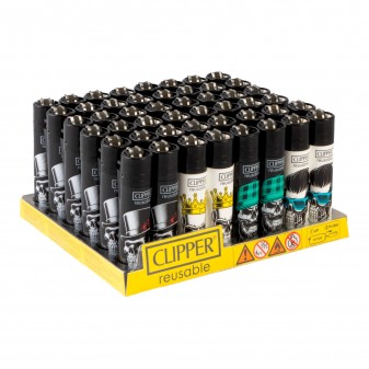 Clipper Large Fantasia Skulls Heads 1 - Box da 48 Accendini