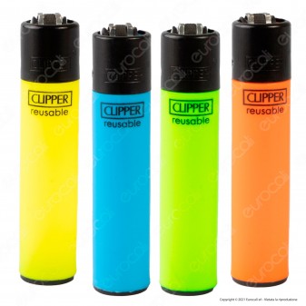 Clipper Large Fluo Branded - Serie da 4 Accendini