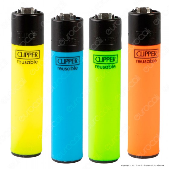 Clipper Large Fluo Branded - Serie da 4 Accendini Clipper Large Fluo Branded - Serie da 4 Accendini