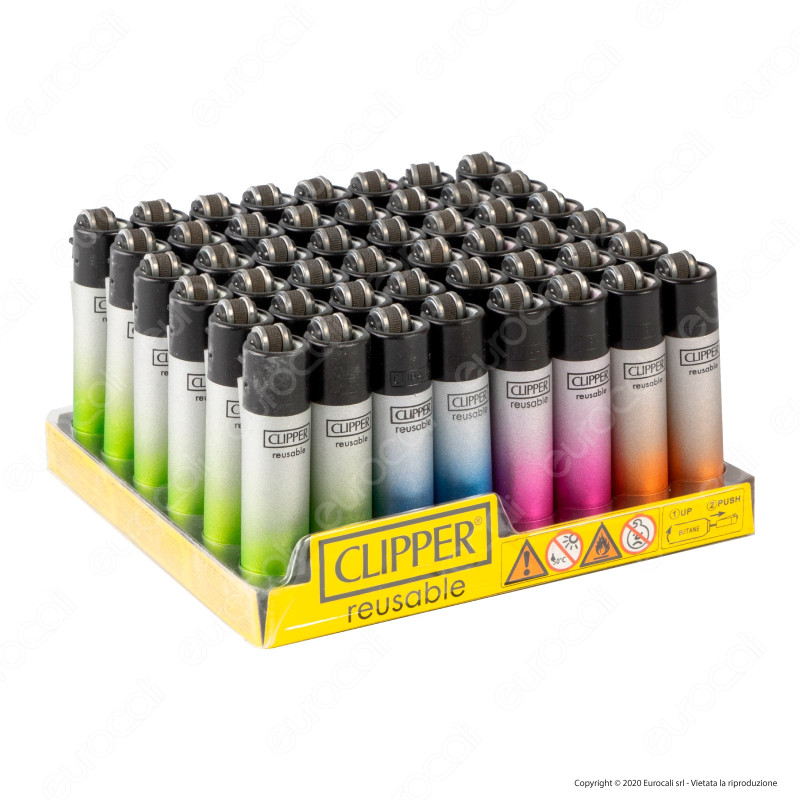 Clipper Micro Metallic Gradient Silver - Box da 48 Accendini
