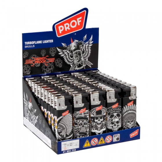 Accendini Turboflame Maxi Prof Skulls - Box da 50 Accendini Accendini Turboflame Maxi Prof Skulls - Box da 50 Accendini