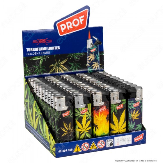 Accendini Turboflame Maxi Prof Fantasia Golden Leaves - Box da 50 Accendini Turboflame Maxi Prof Fantasia Golden Leaves - Box da 50