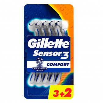 Gillette Rasoio Uomo Sensor 3 Comfort Usa e Getta - Confezione da 5 Rasoi